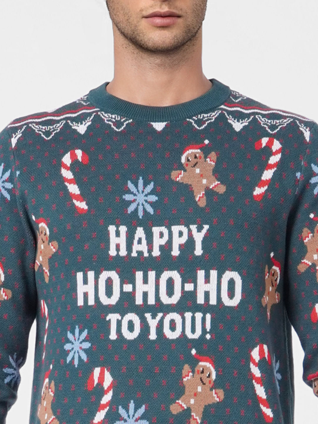 Green Printed Knit Pullover