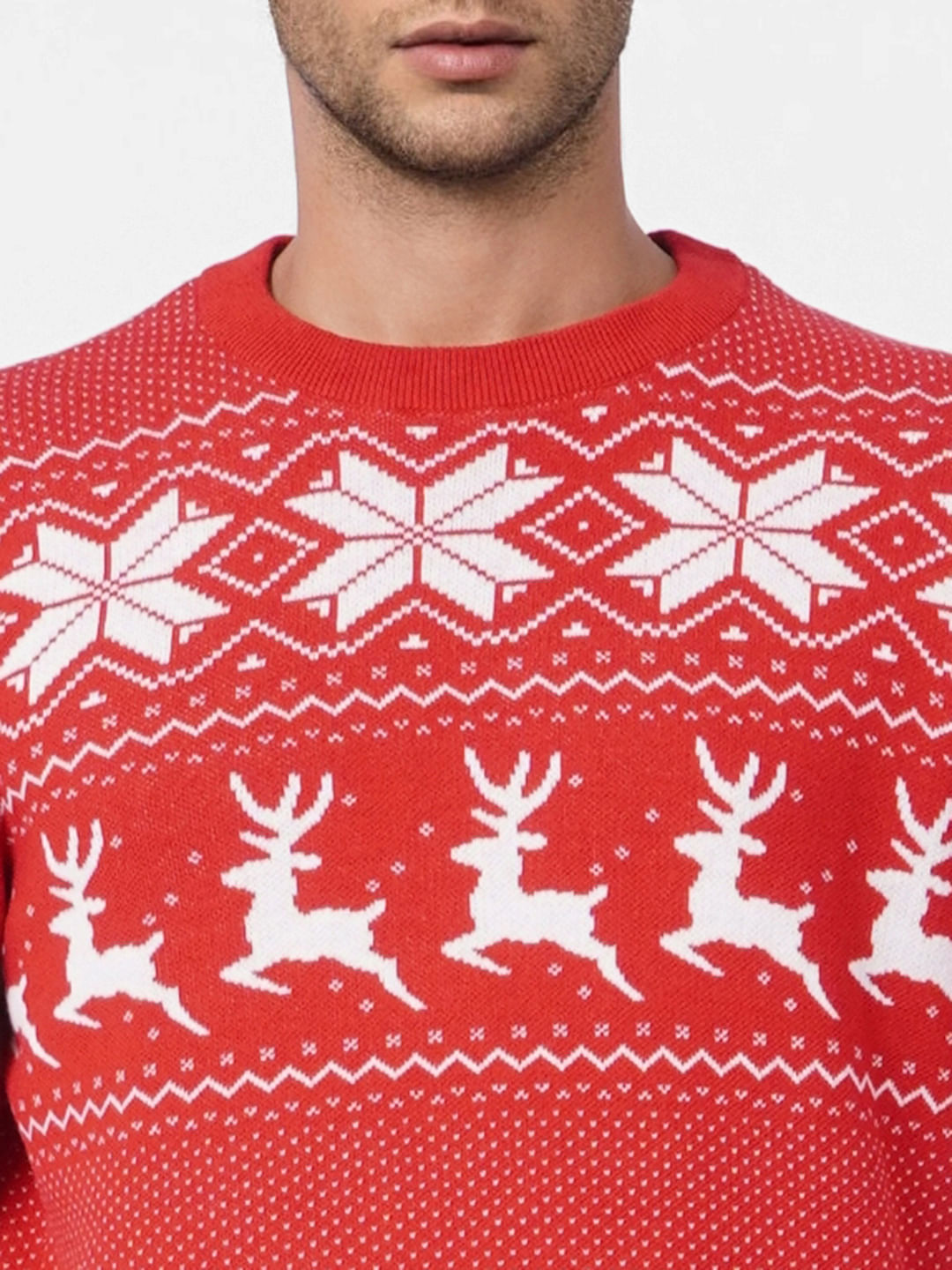 Red Printed Knit Pullover