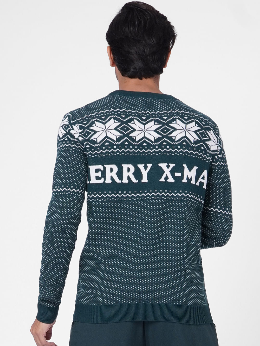 Green Printed Knit Pullover