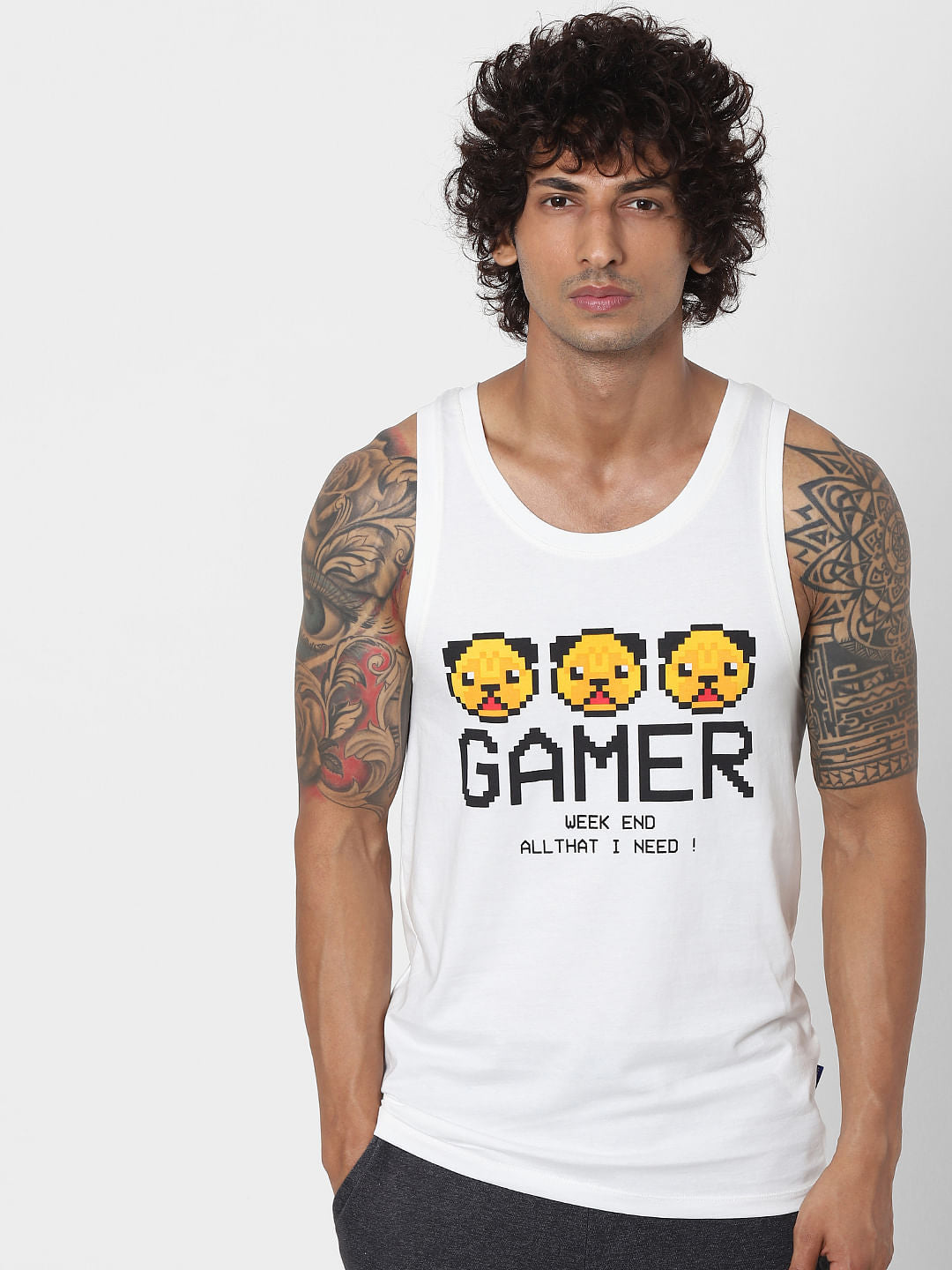 White Graphic Print Vest - S