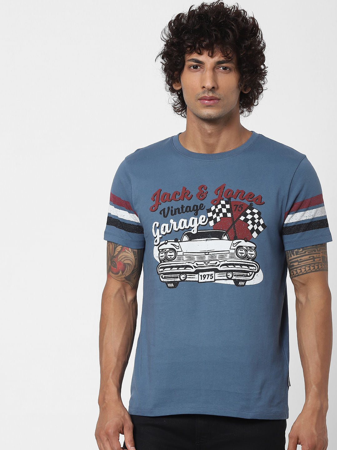 Blue Graphic Print Crew Neck T-shirt