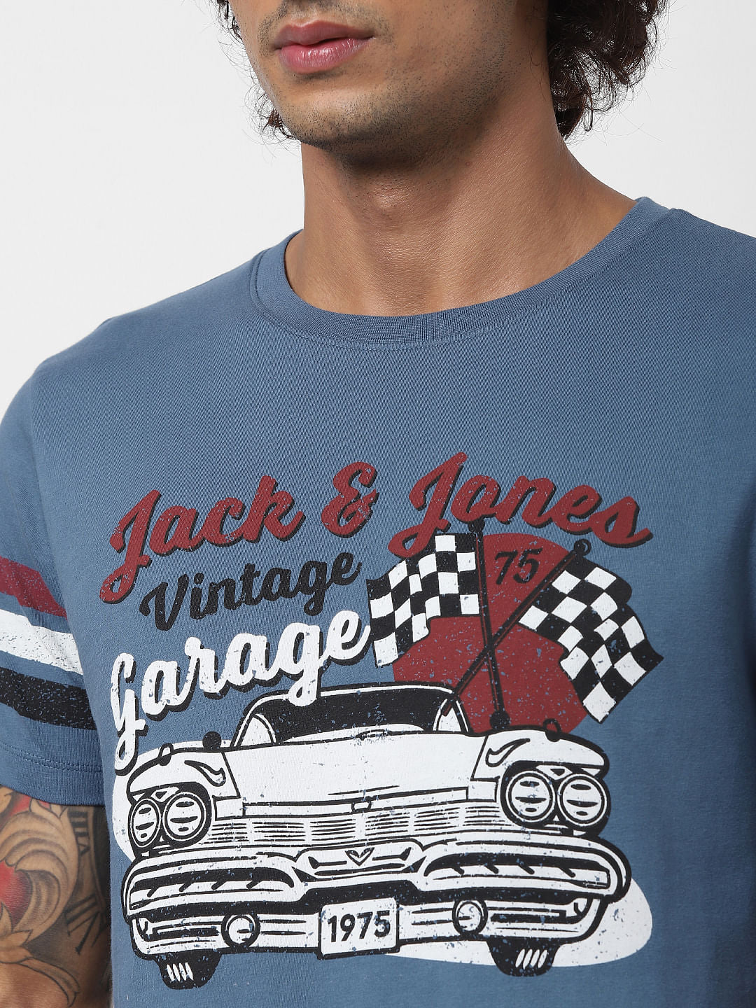 Blue Graphic Print Crew Neck T-shirt
