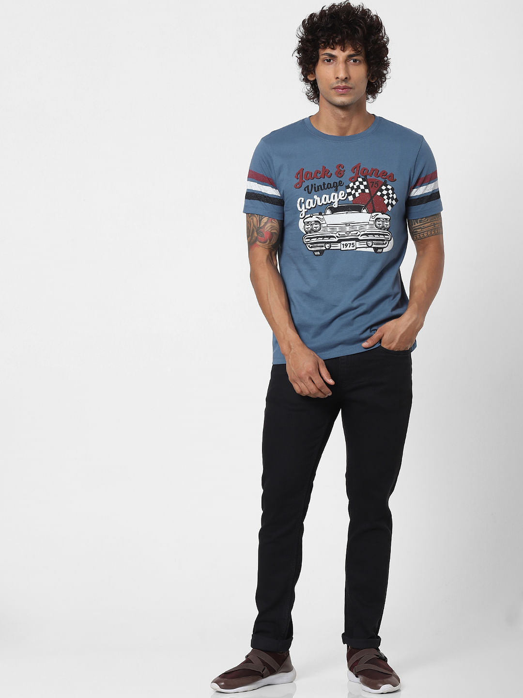 Blue Graphic Print Crew Neck T-shirt