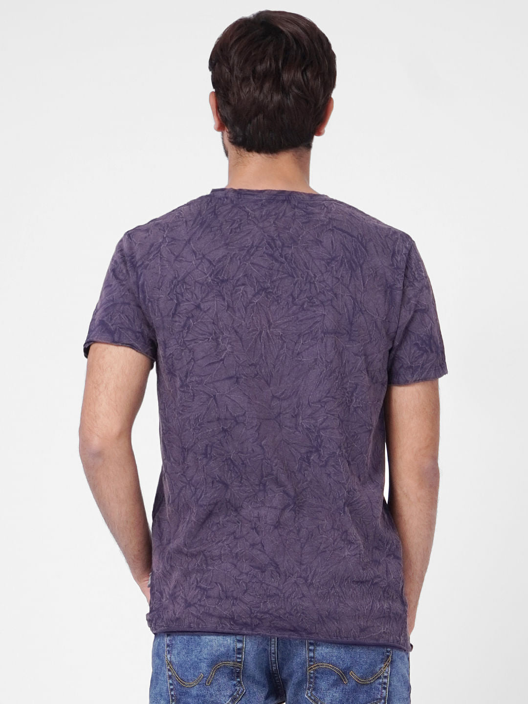 Purple Graphic Print Crew Neck T-shirt