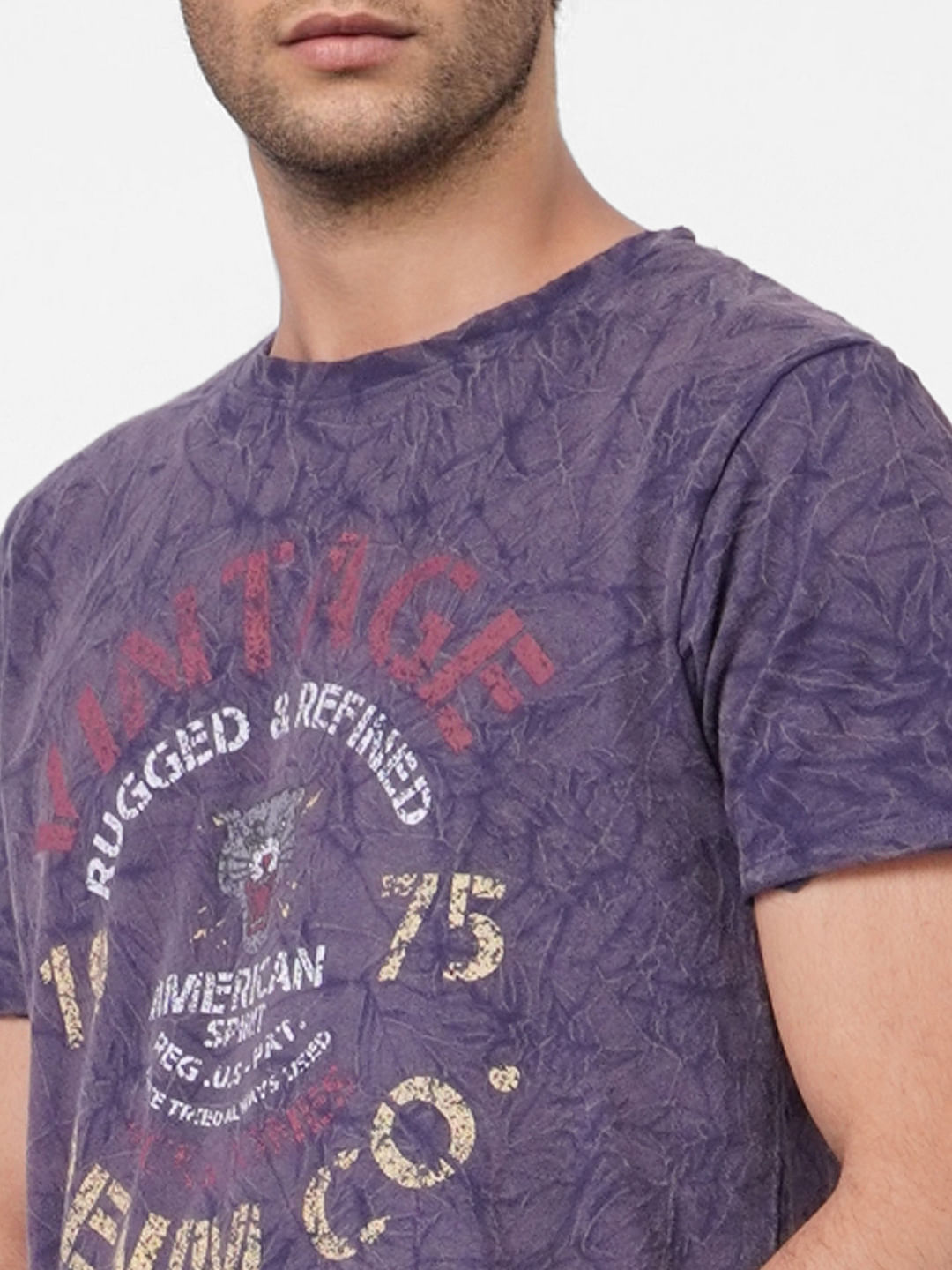 Purple Graphic Print Crew Neck T-shirt