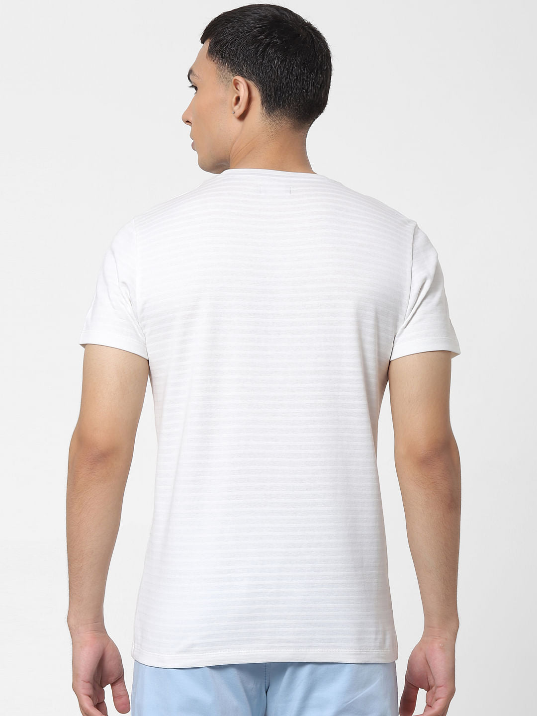 White Striped Crew Neck T-shirt