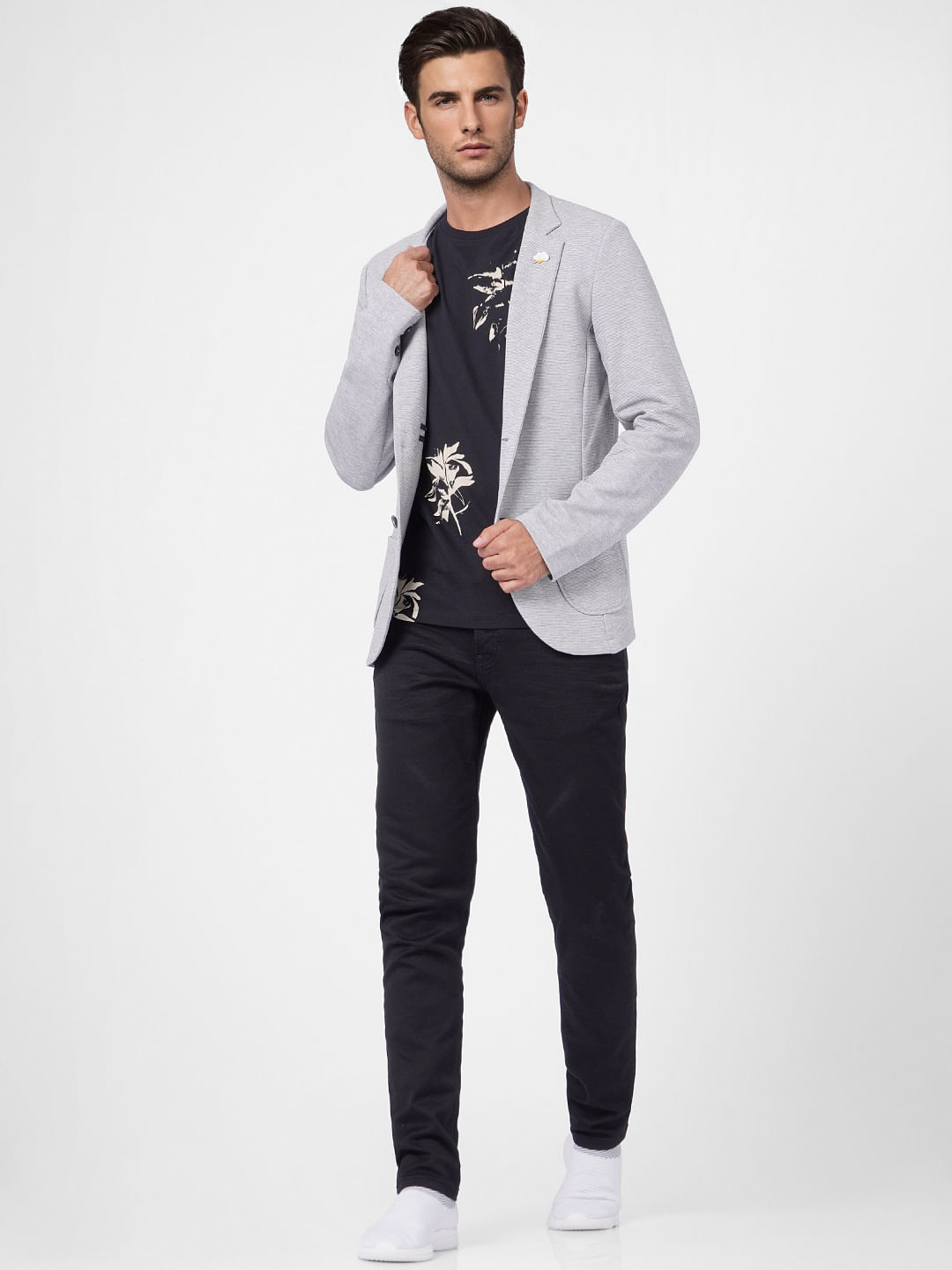 Black Printed Crew Neck T-shirt - S