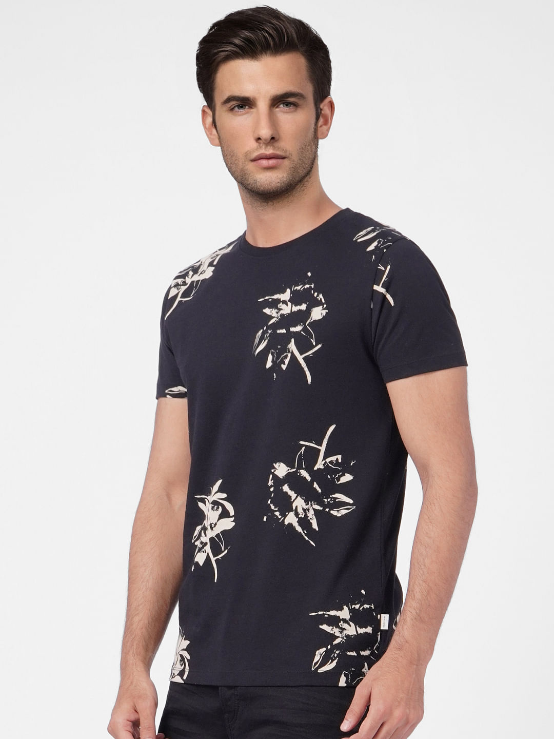 Black Printed Crew Neck T-shirt
