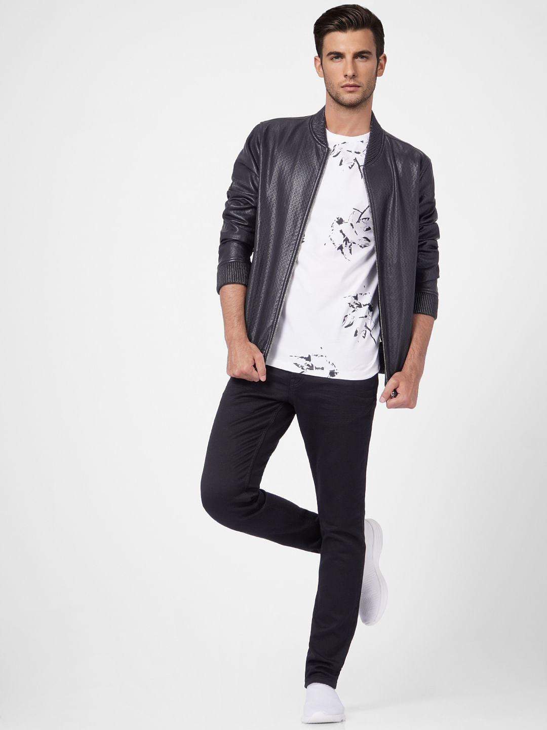 White Printed Crew Neck T-shirt - S