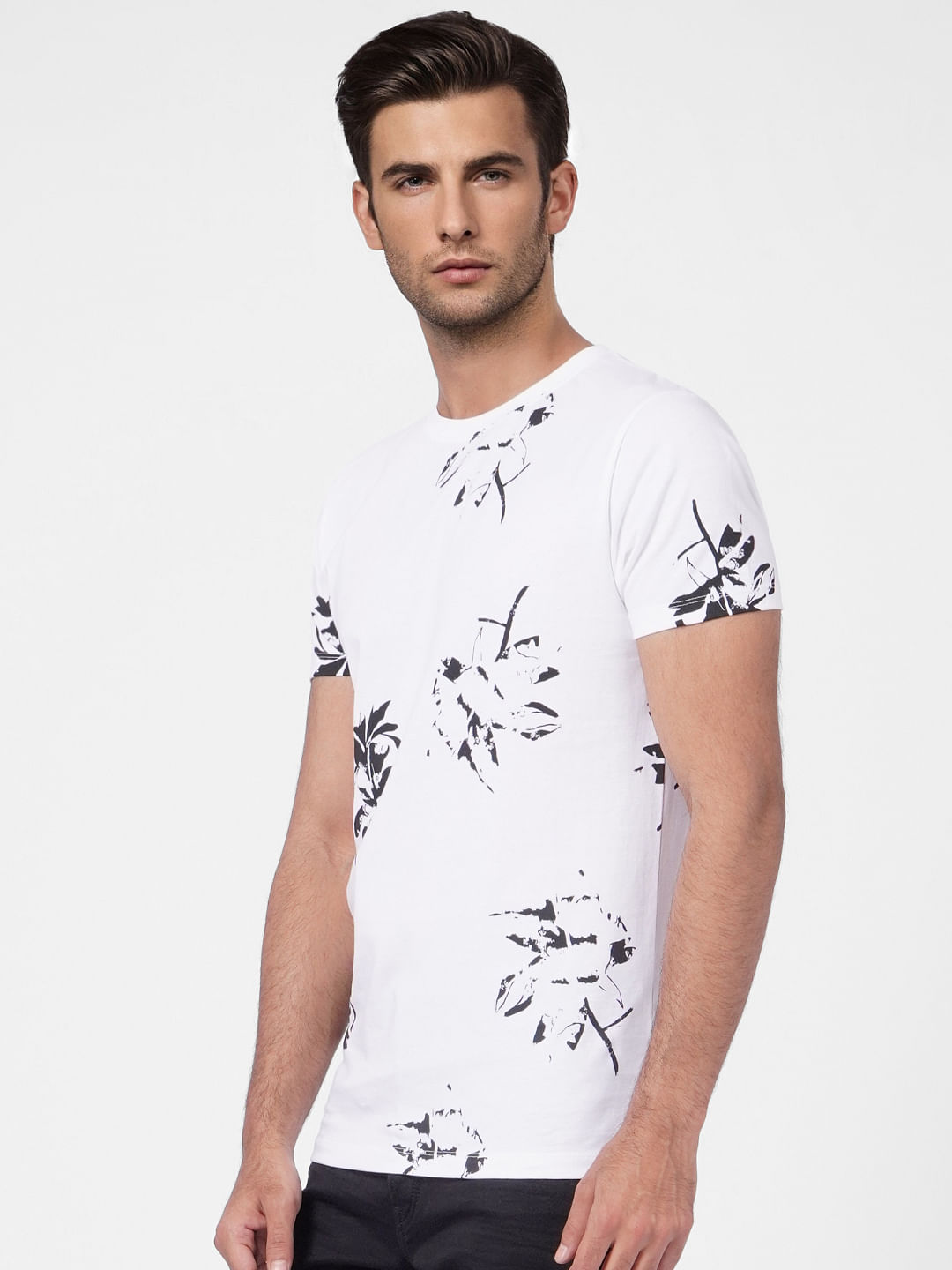 White Printed Crew Neck T-shirt