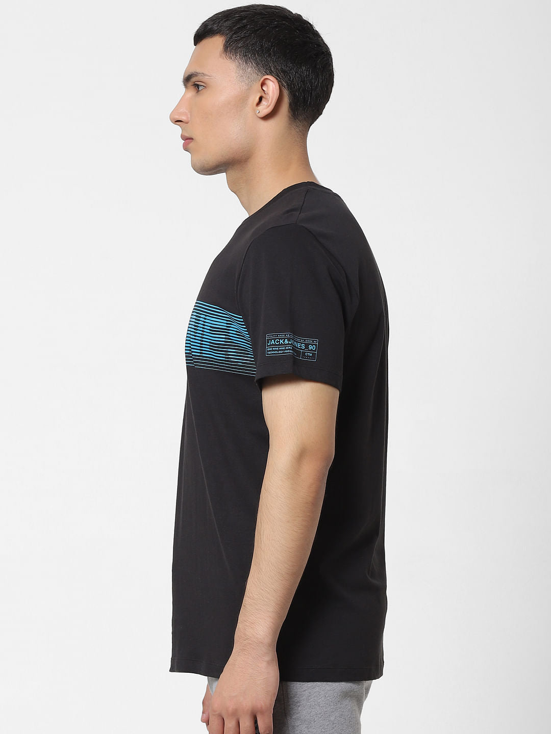 Black Logo Print Crew Neck T-shirt