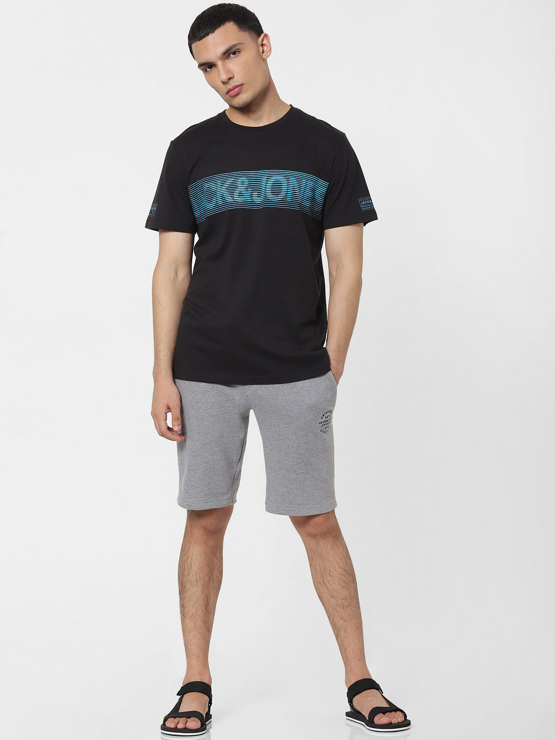 Black Logo Print Crew Neck T-shirt