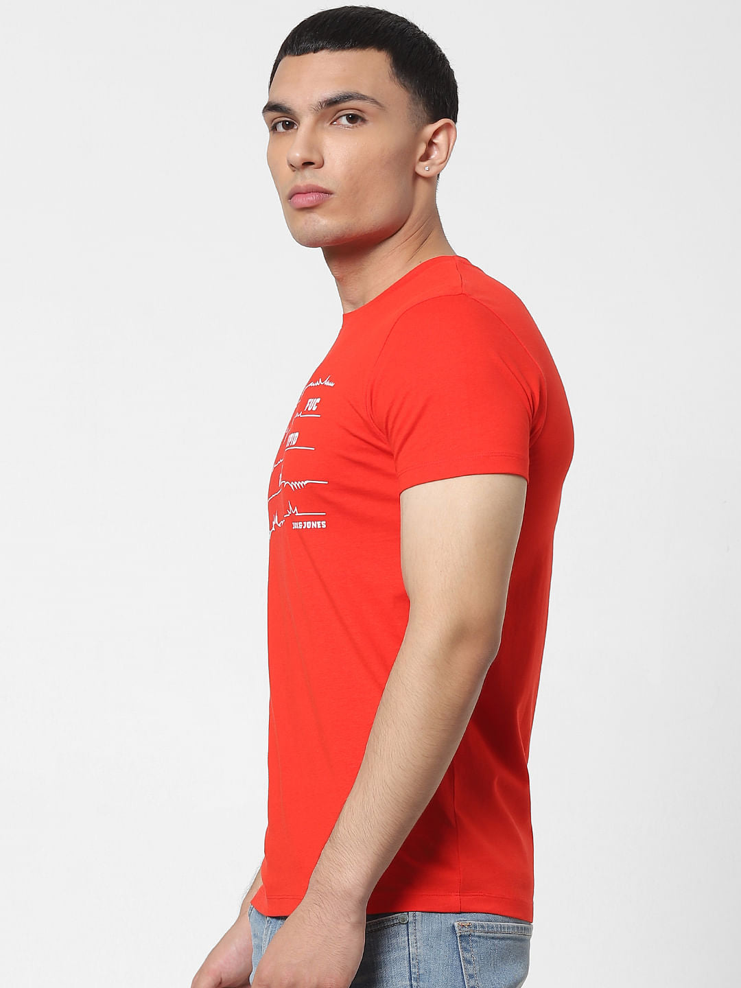 Red Slogan Print Crew Neck T-shirt
