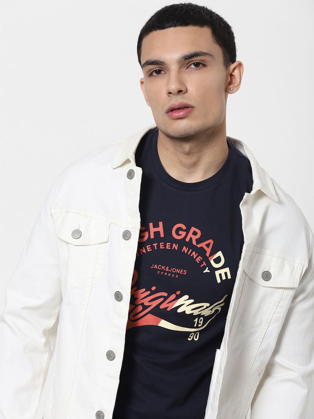 Blue Logo Print Crew Neck T-shirt - S
