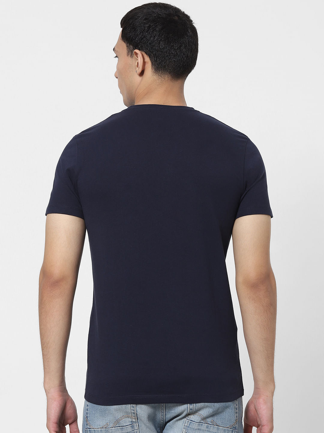 Blue Logo Print Crew Neck T-shirt