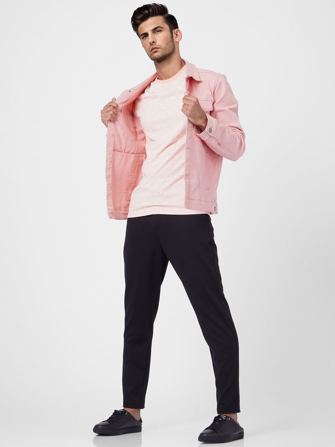Light Peach Printed Crew Neck T-shirt