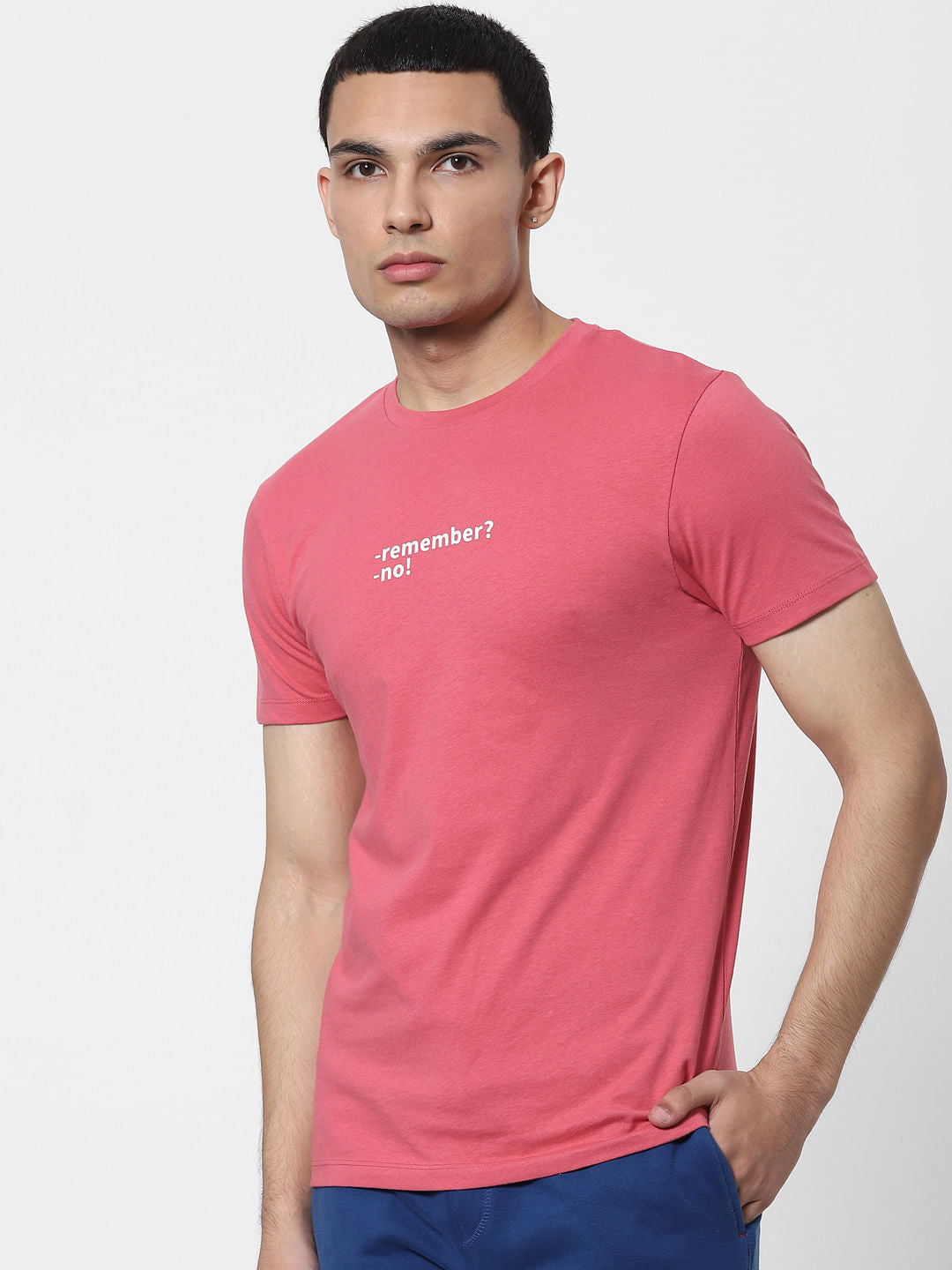 Red Slogan Print Crew Neck T-shirt