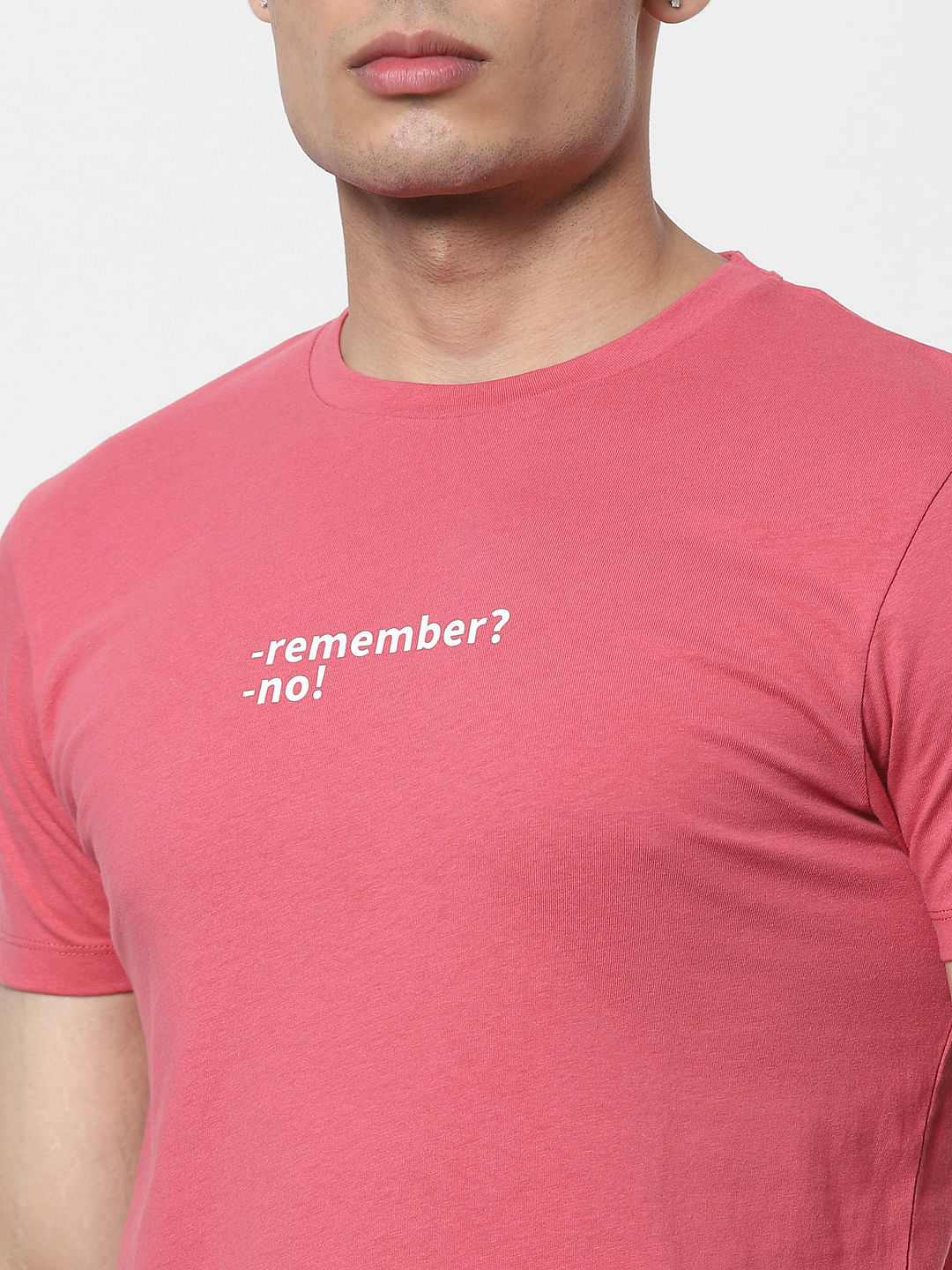 Red Slogan Print Crew Neck T-shirt