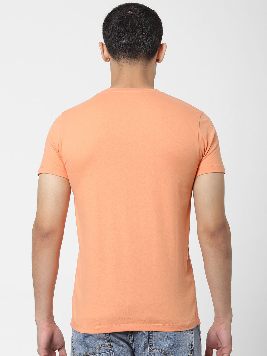Coral Slogan Print Crew Neck T-shirt