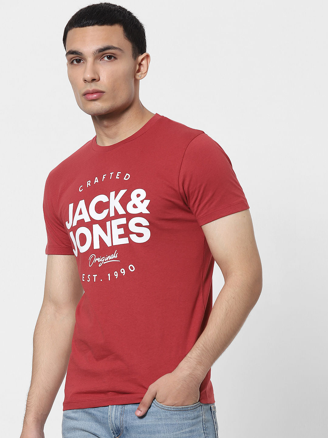 Red Logo Print Crew Neck T-shirt