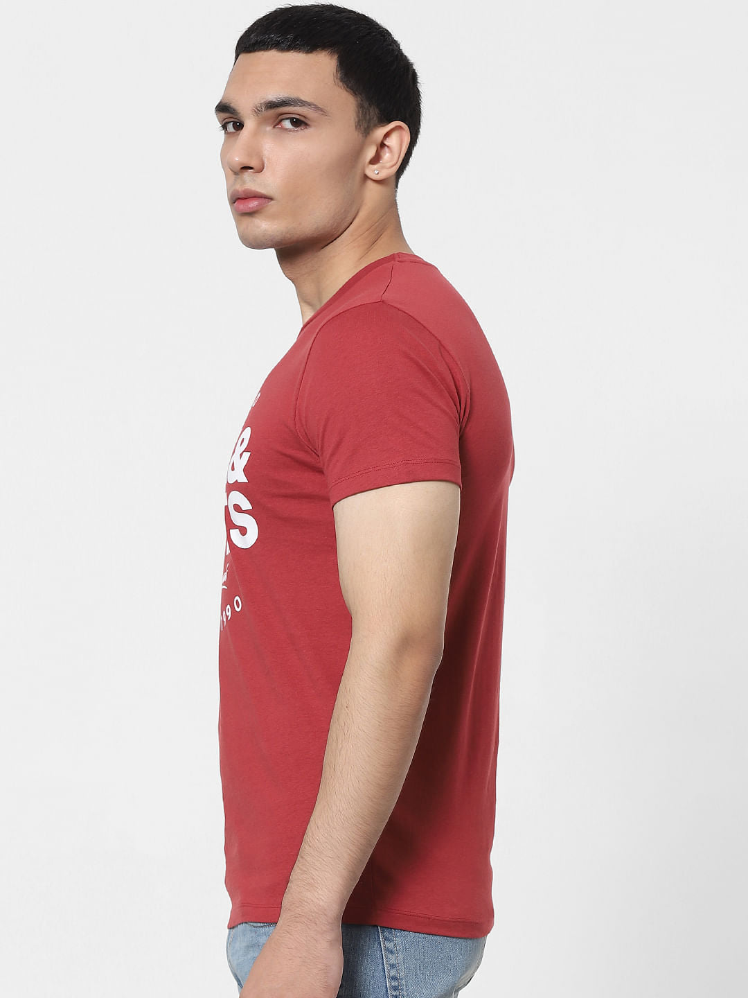 Red Logo Print Crew Neck T-shirt