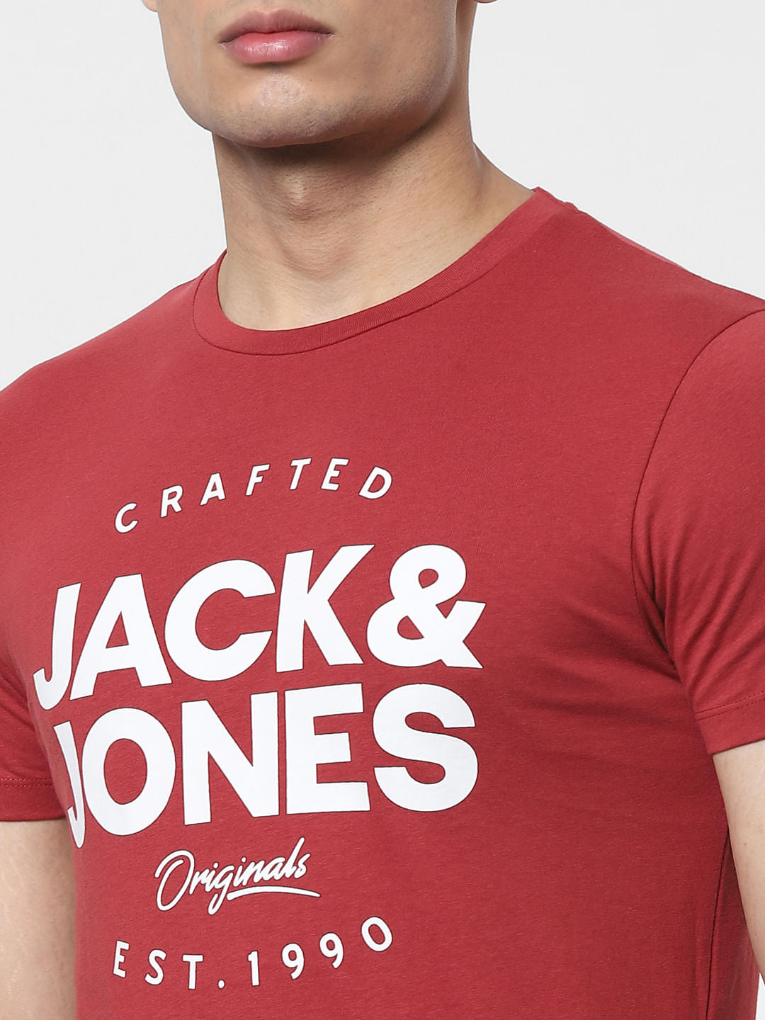 Red Logo Print Crew Neck T-shirt