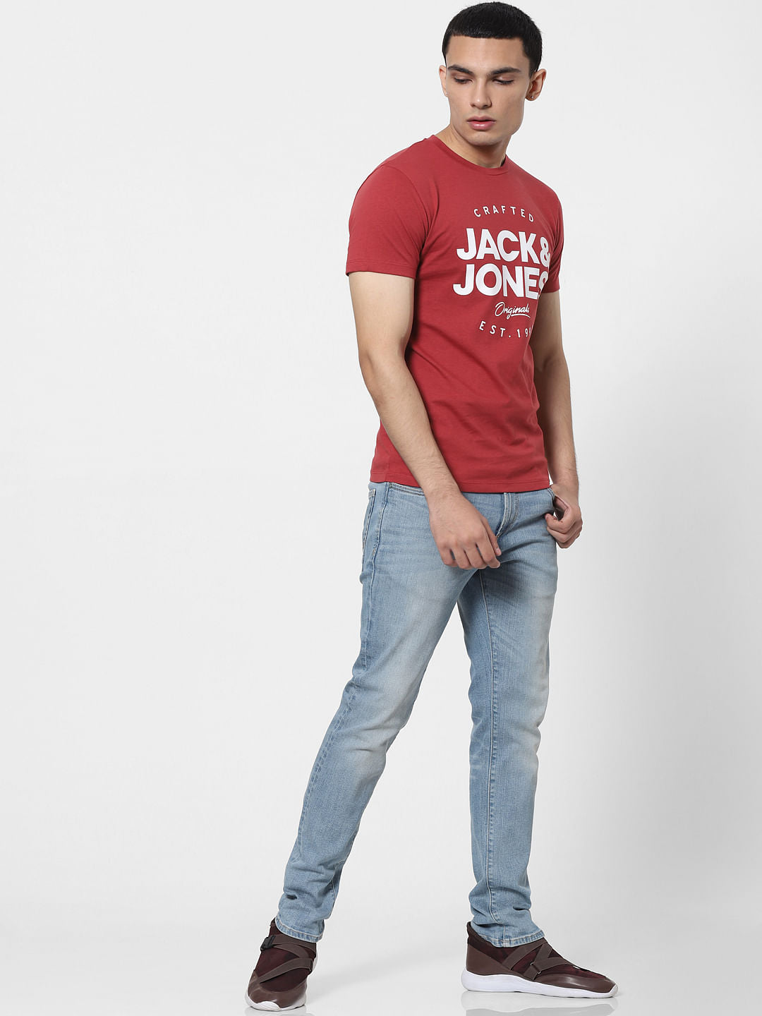 Red Logo Print Crew Neck T-shirt