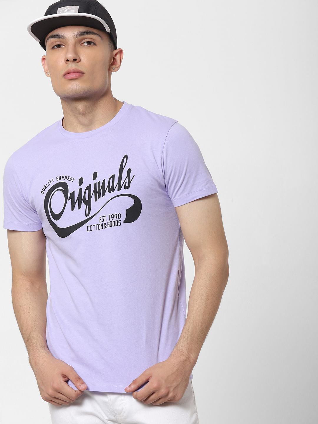 Purple Logo Print Crew Neck T-shirt - S