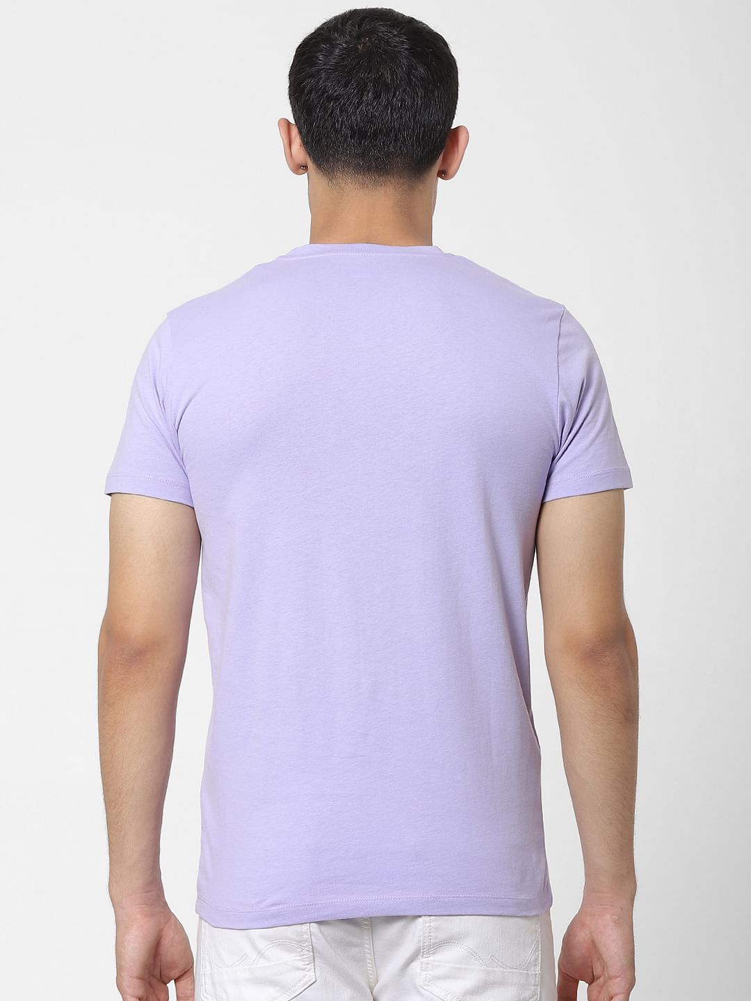 Purple Logo Print Crew Neck T-shirt