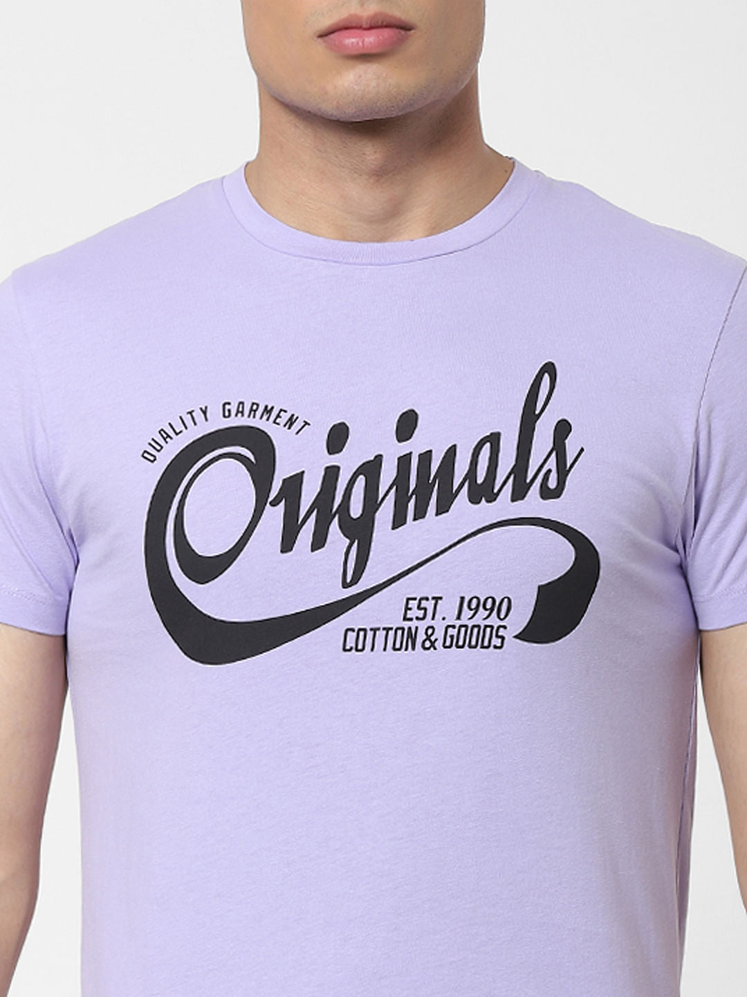 Purple Logo Print Crew Neck T-shirt