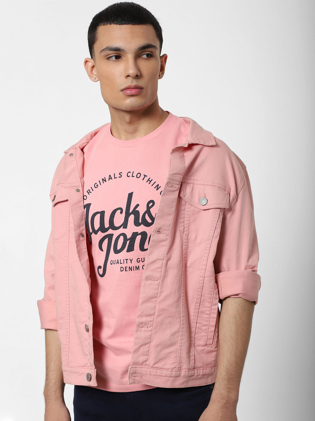 Pink Logo Print Crew Neck T-shirt