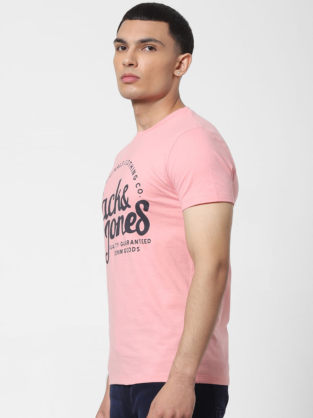 Pink Logo Print Crew Neck T-shirt