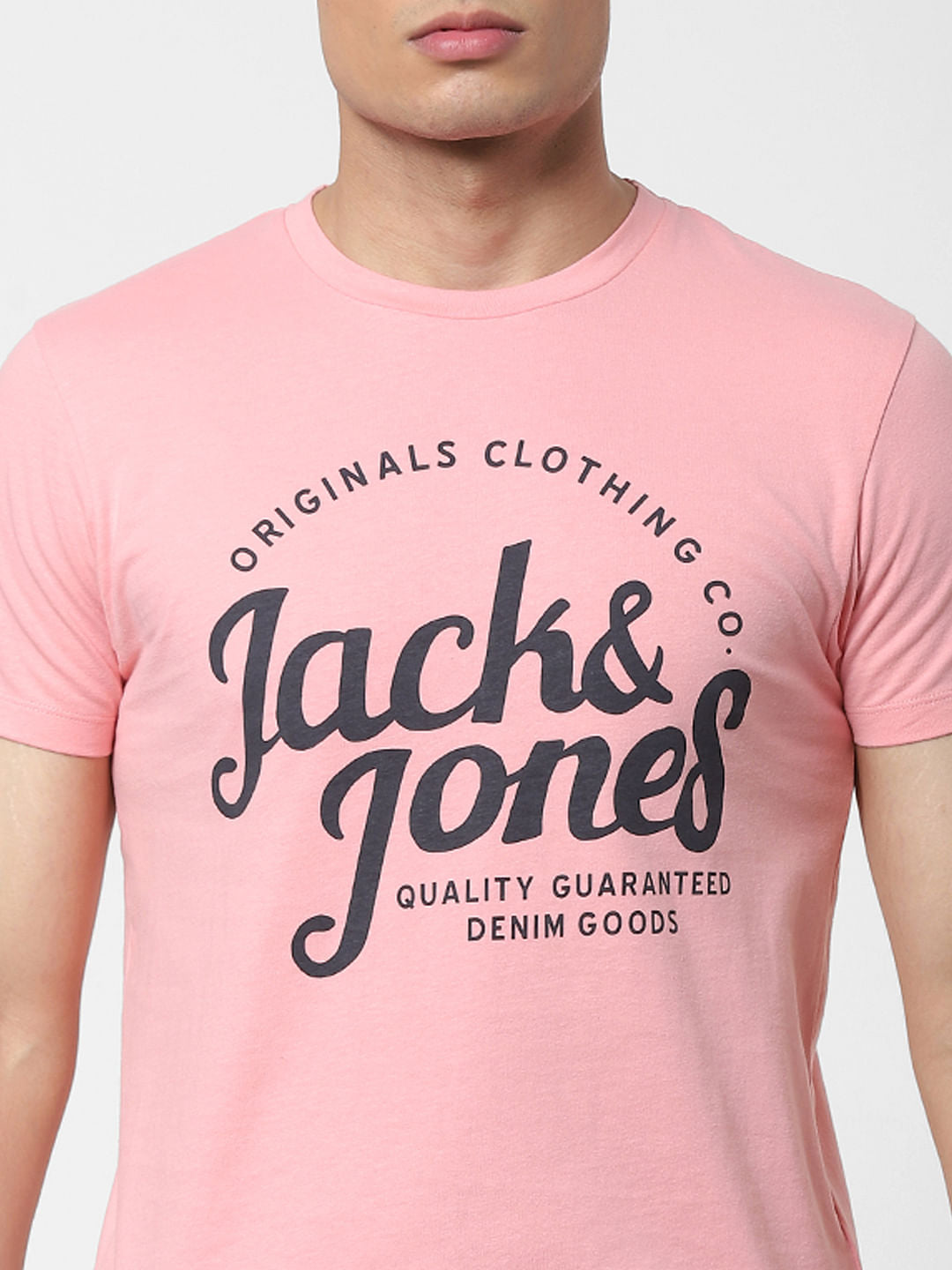 Pink Logo Print Crew Neck T-shirt
