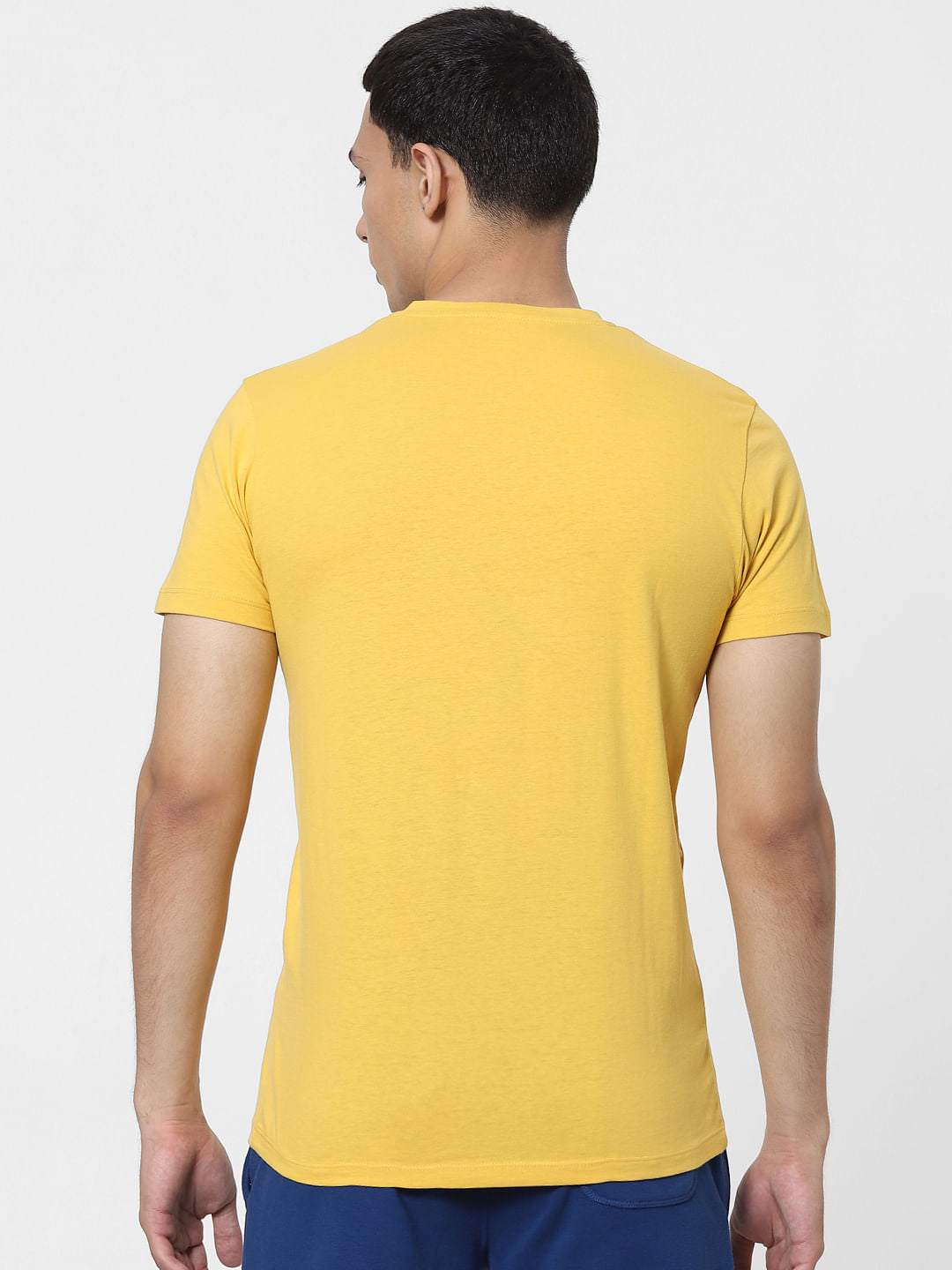 Yellow Logo Print Crew Neck T-shirt