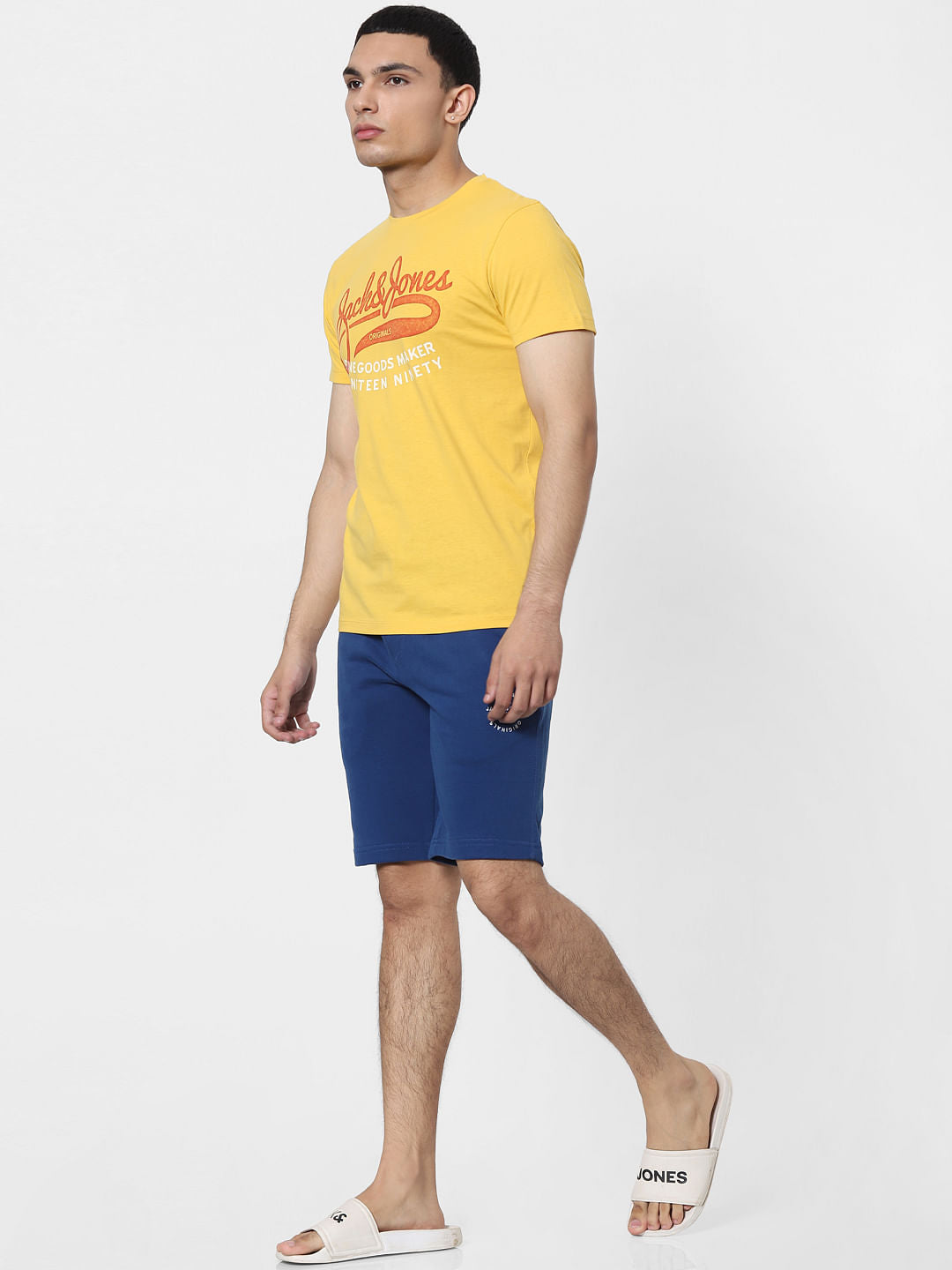 Yellow Logo Print Crew Neck T-shirt