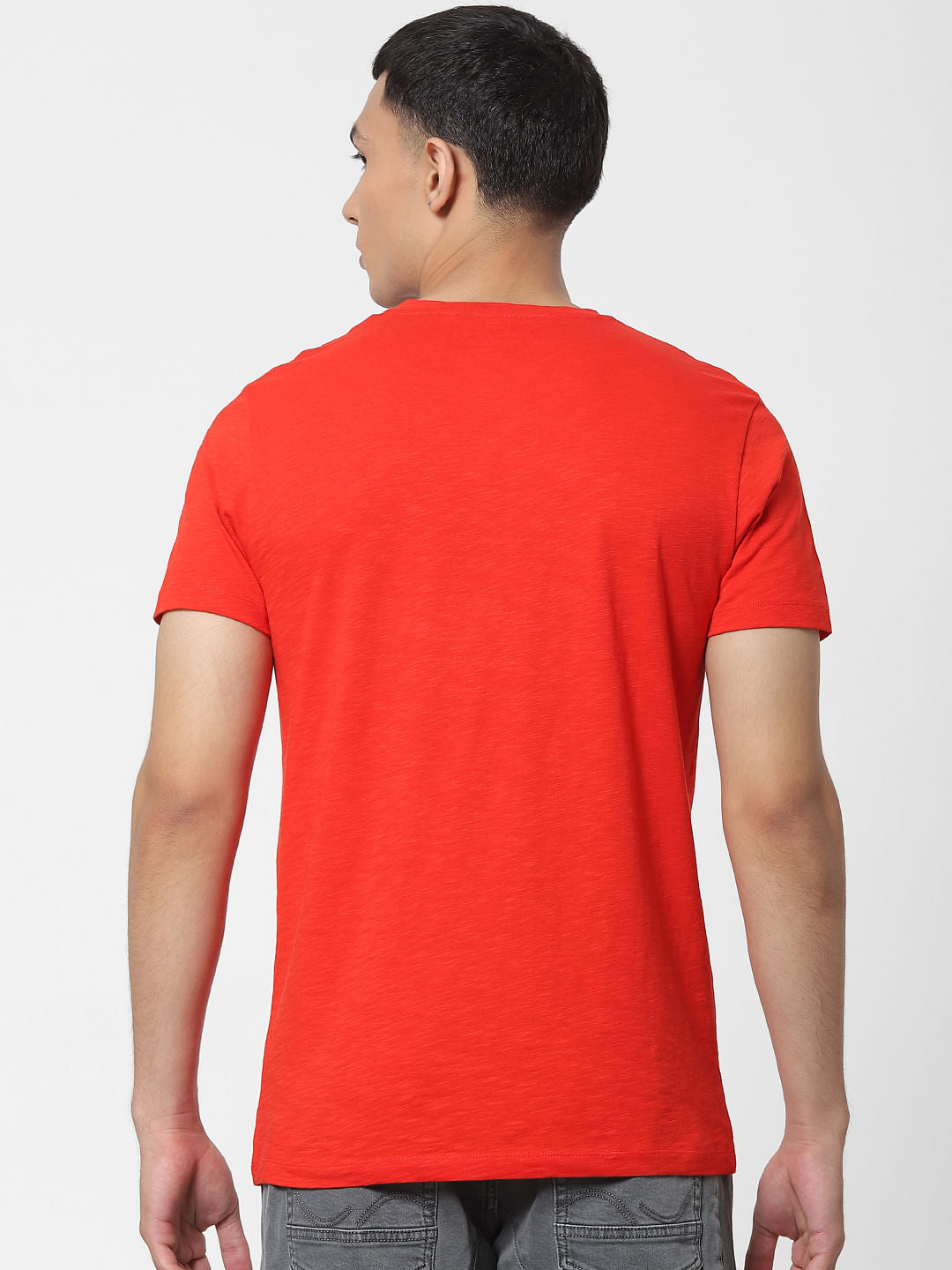 Orange Graphic Print Crew Neck T-shirt