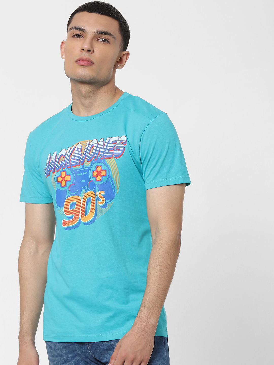 Blue Graphic Print Crew Neck T-shirt