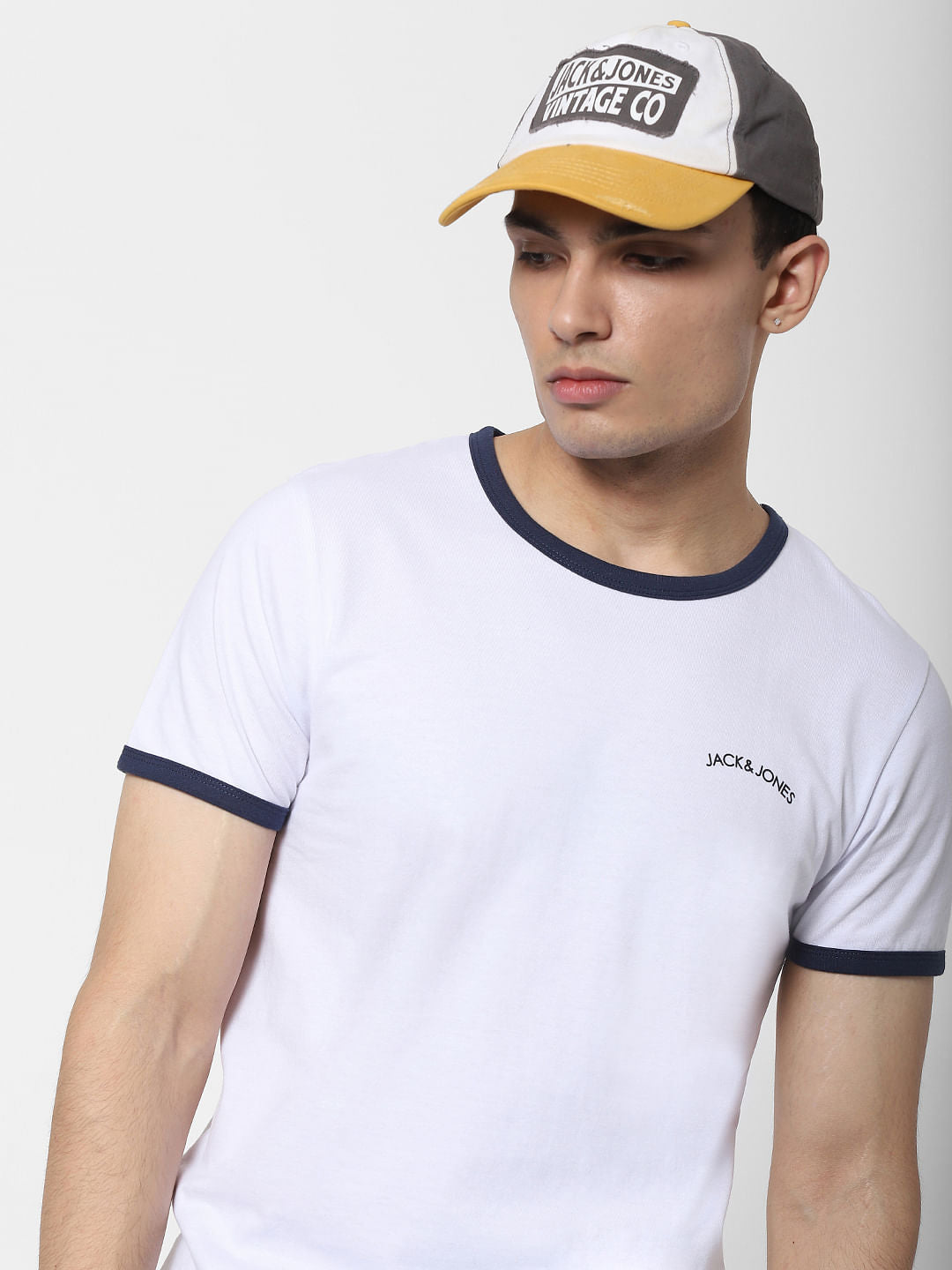 White Contrast Tipping Crew Neck T-shirt
