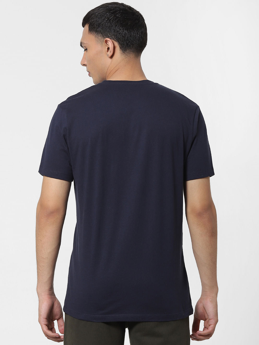Navy Blue Graphic Print Crew Neck T-shirt