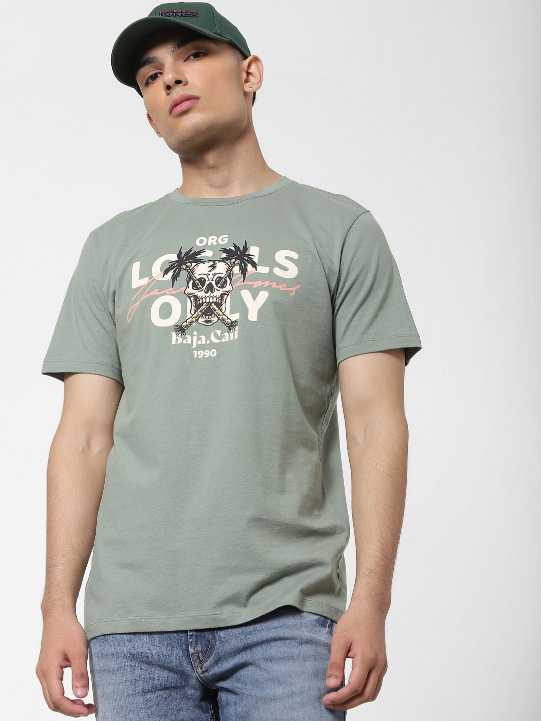 Green Graphic Print Crew Neck T-shirt - S