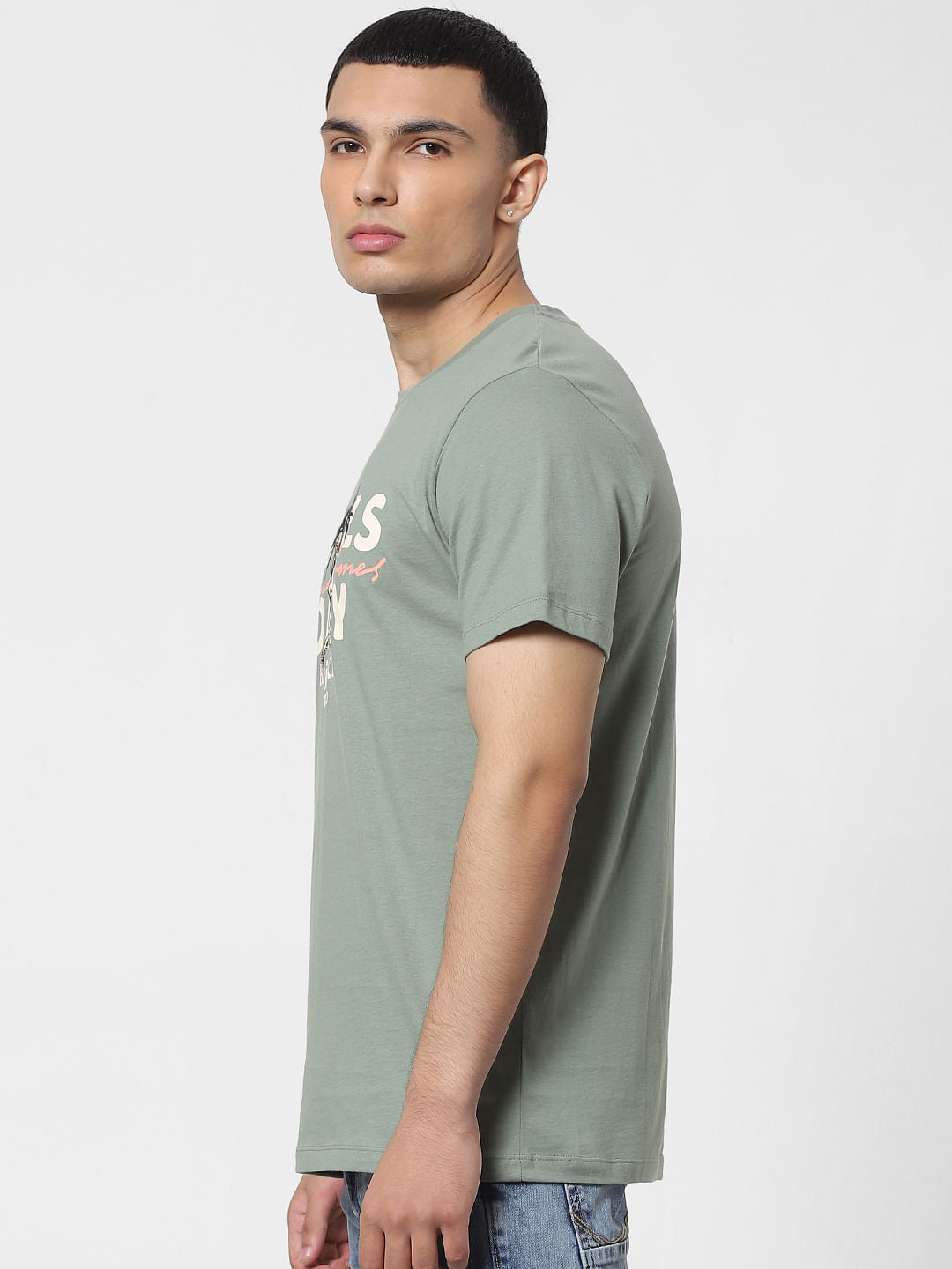 Green Graphic Print Crew Neck T-shirt