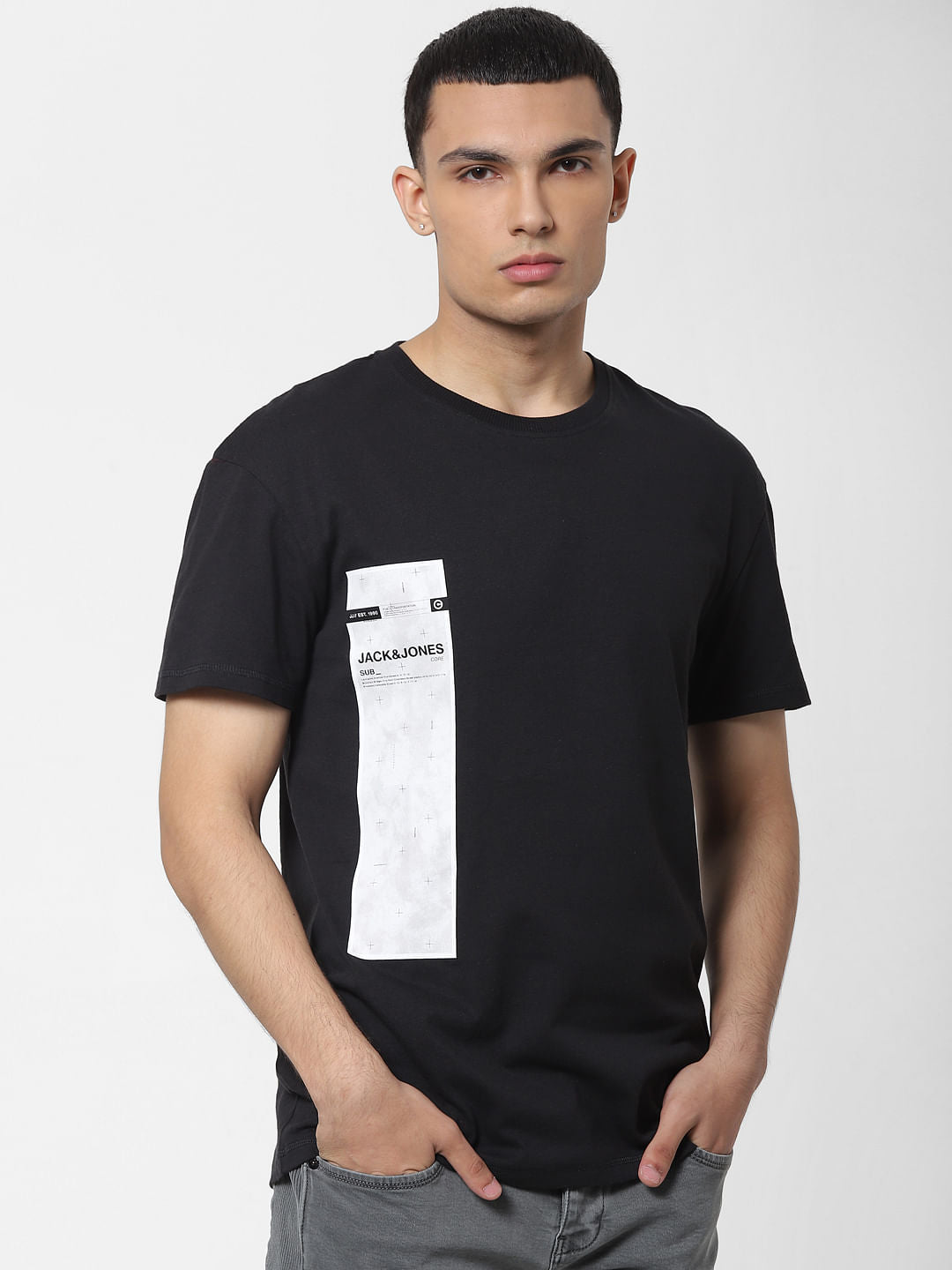 Black Logo Print Crew Neck T-shirt