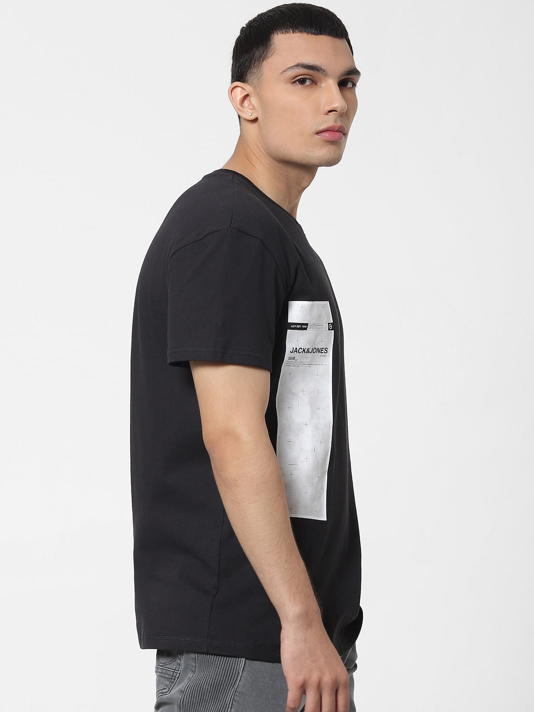 Black Logo Print Crew Neck T-shirt