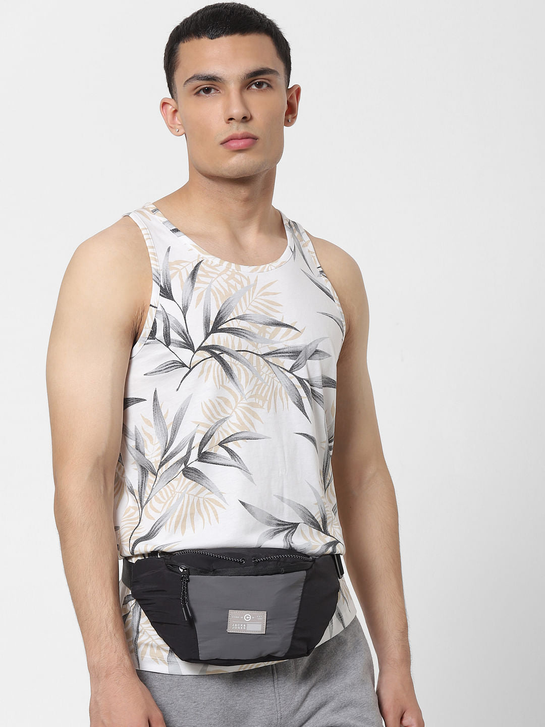 White Tropical Print Vest - S