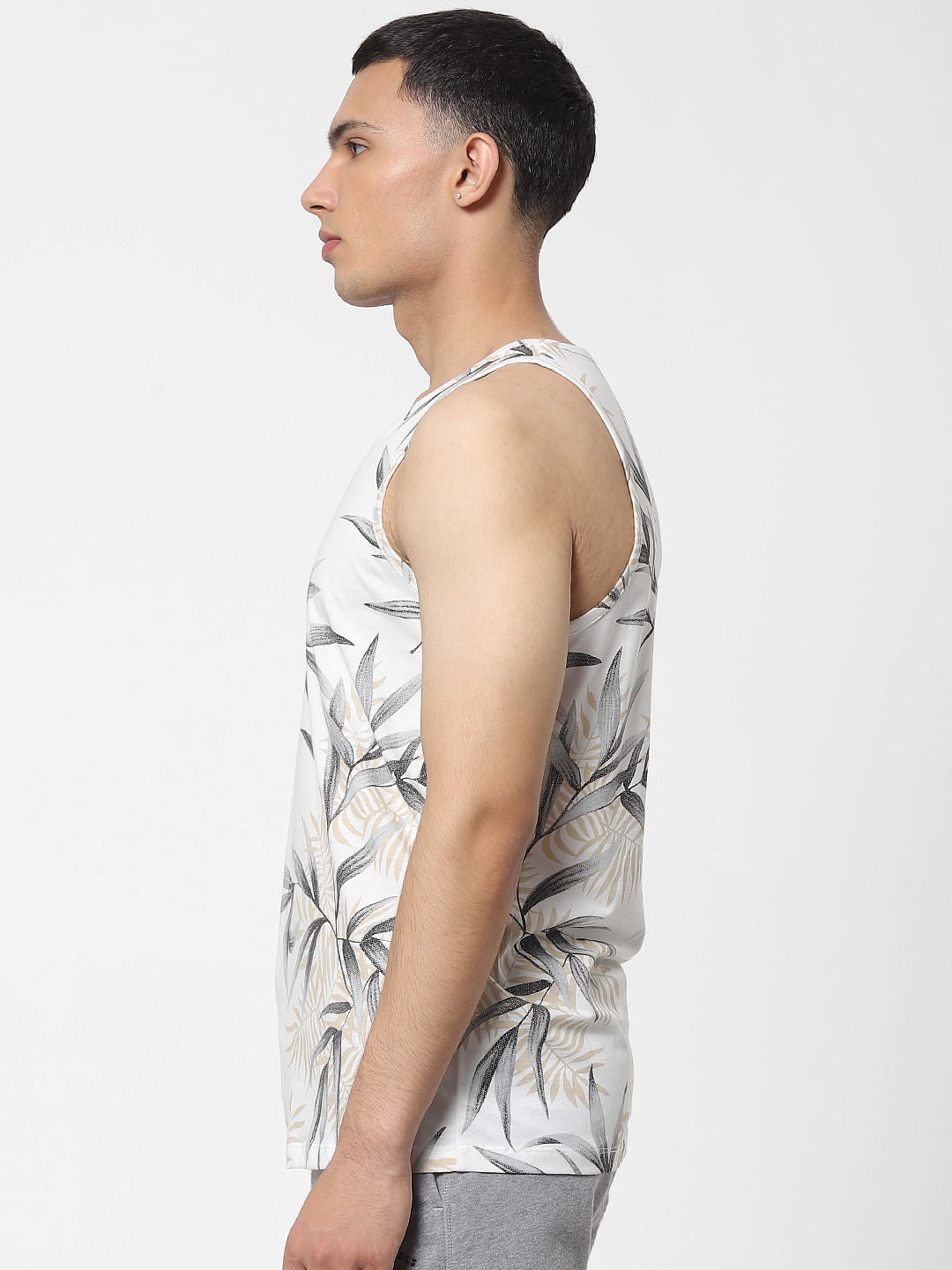 White Tropical Print Vest