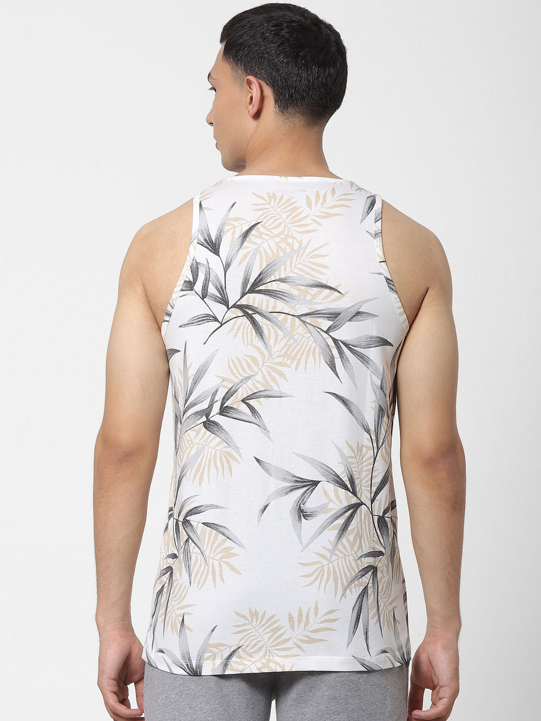 White Tropical Print Vest