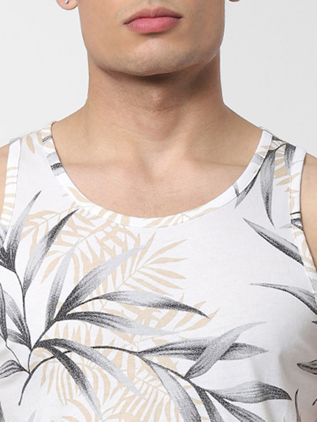 White Tropical Print Vest