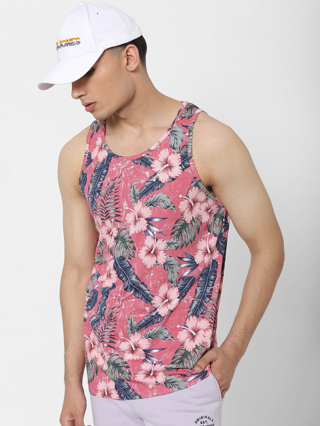 Pink Tropical Print Vest - S