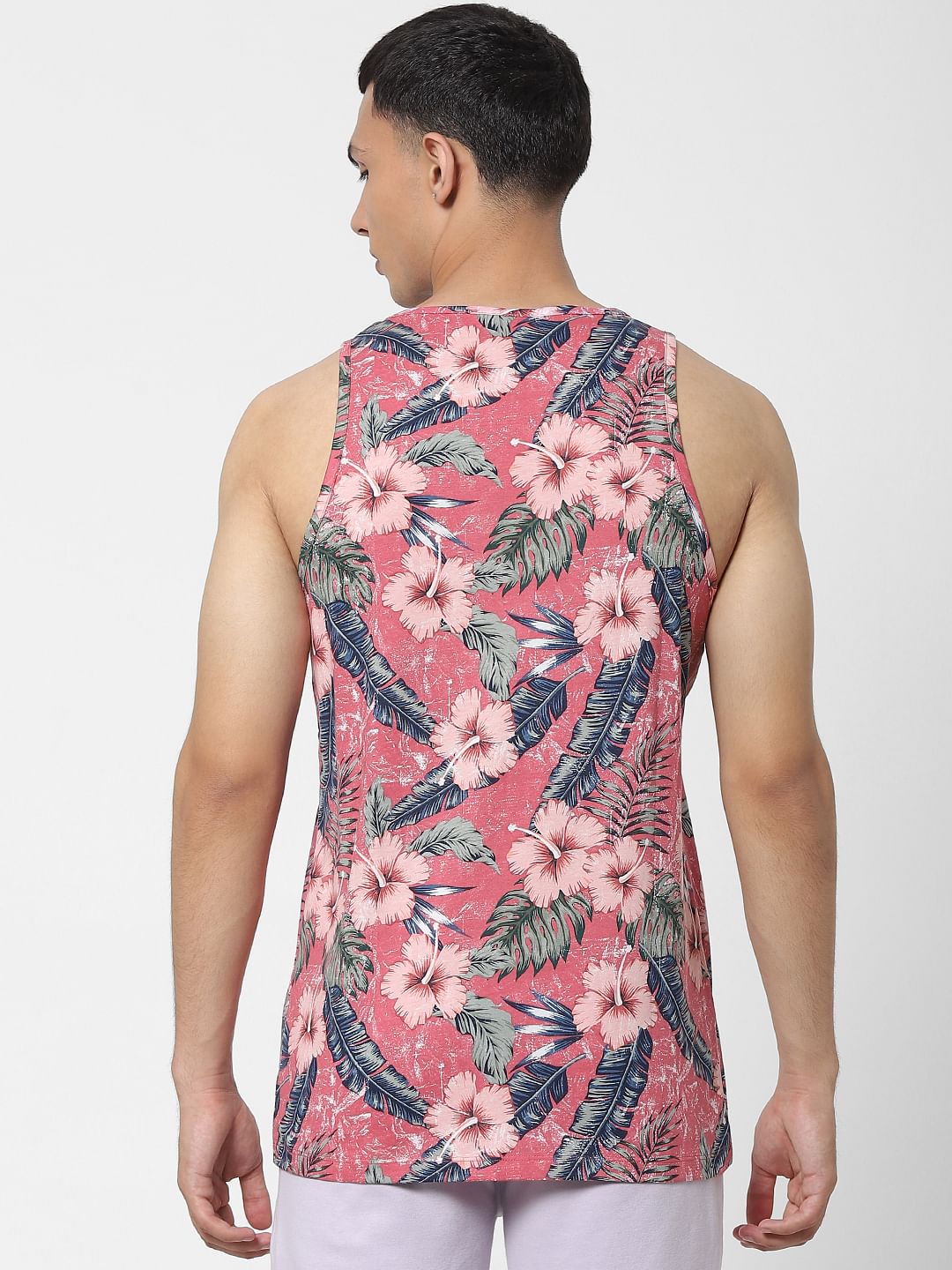 Pink Tropical Print Vest