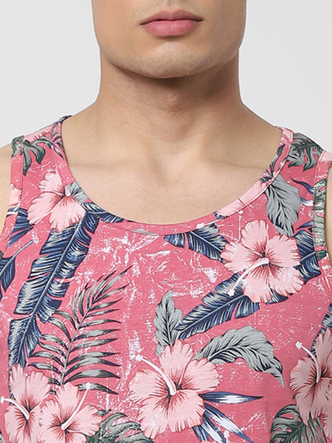 Pink Tropical Print Vest